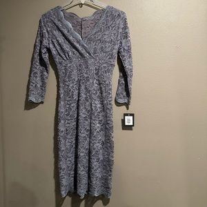 Marina Gunmetal Lace Sequins Dress Size 6